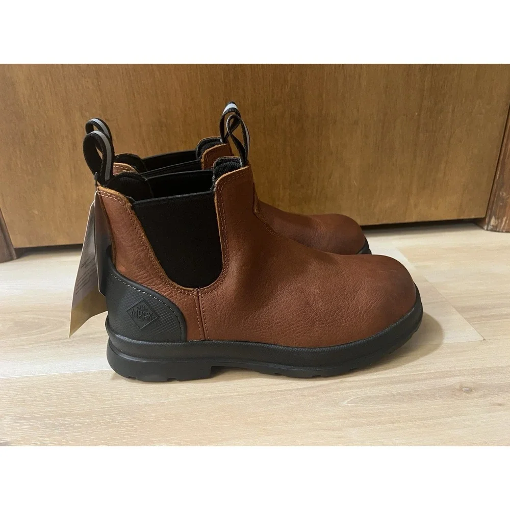 Muck Boots Mens 7.5 EU 40 Chore‎ Farm Caramel Leather Waterproof Chelsea Boots