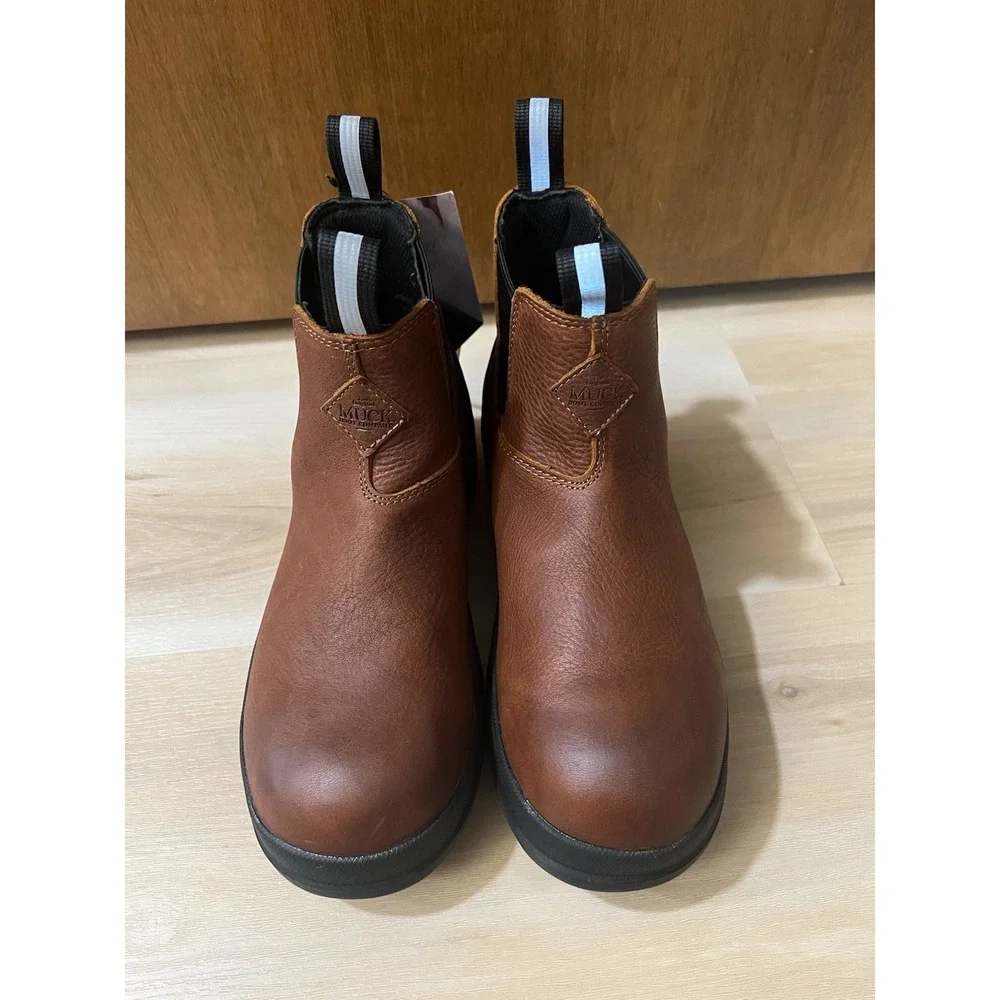 Muck Boots Mens 7.5 EU 40 Chore‎ Farm Caramel Leather Waterproof Chelsea Boots