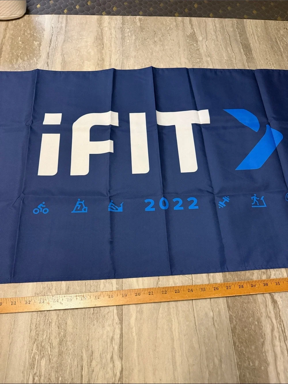 IFit Flag, Reward Yourself, 2022 Navy Blue Fitness Wall Flag - Branded Decor