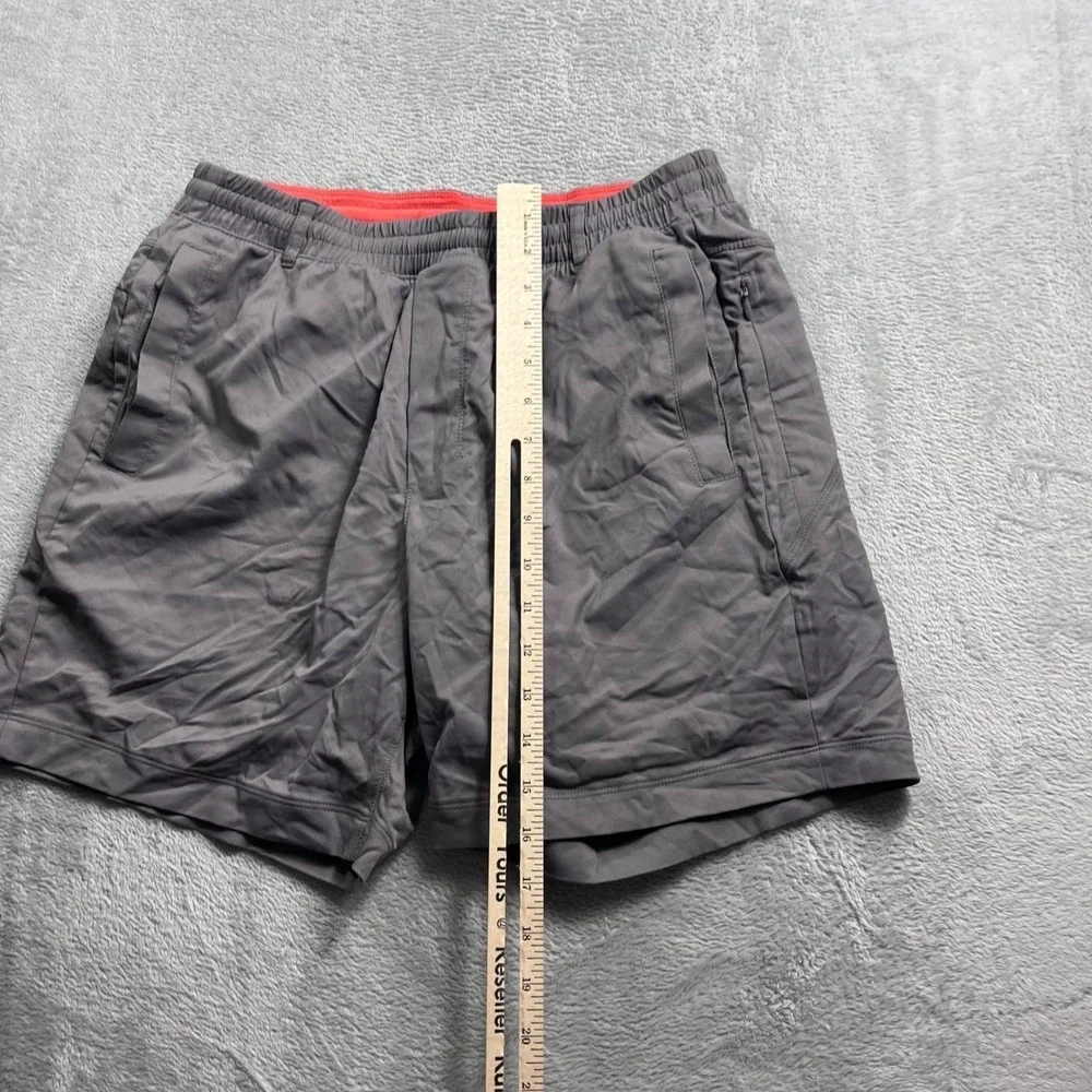 Birddogs Men Gray Gym Shorts with Orange Liner Size Large Elastic Waist 6 Inseam