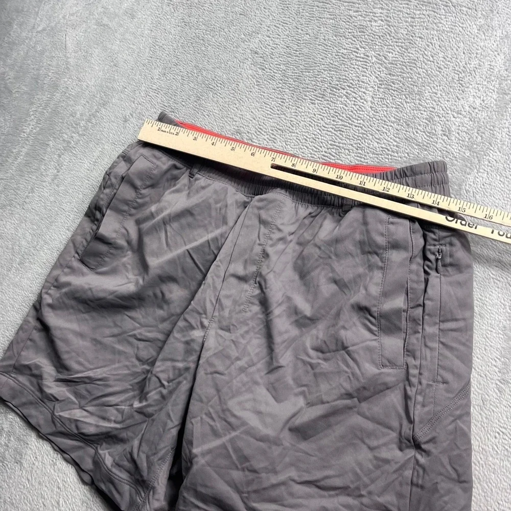 Birddogs Men Gray Gym Shorts with Orange Liner Size Large Elastic Waist 6 Inseam