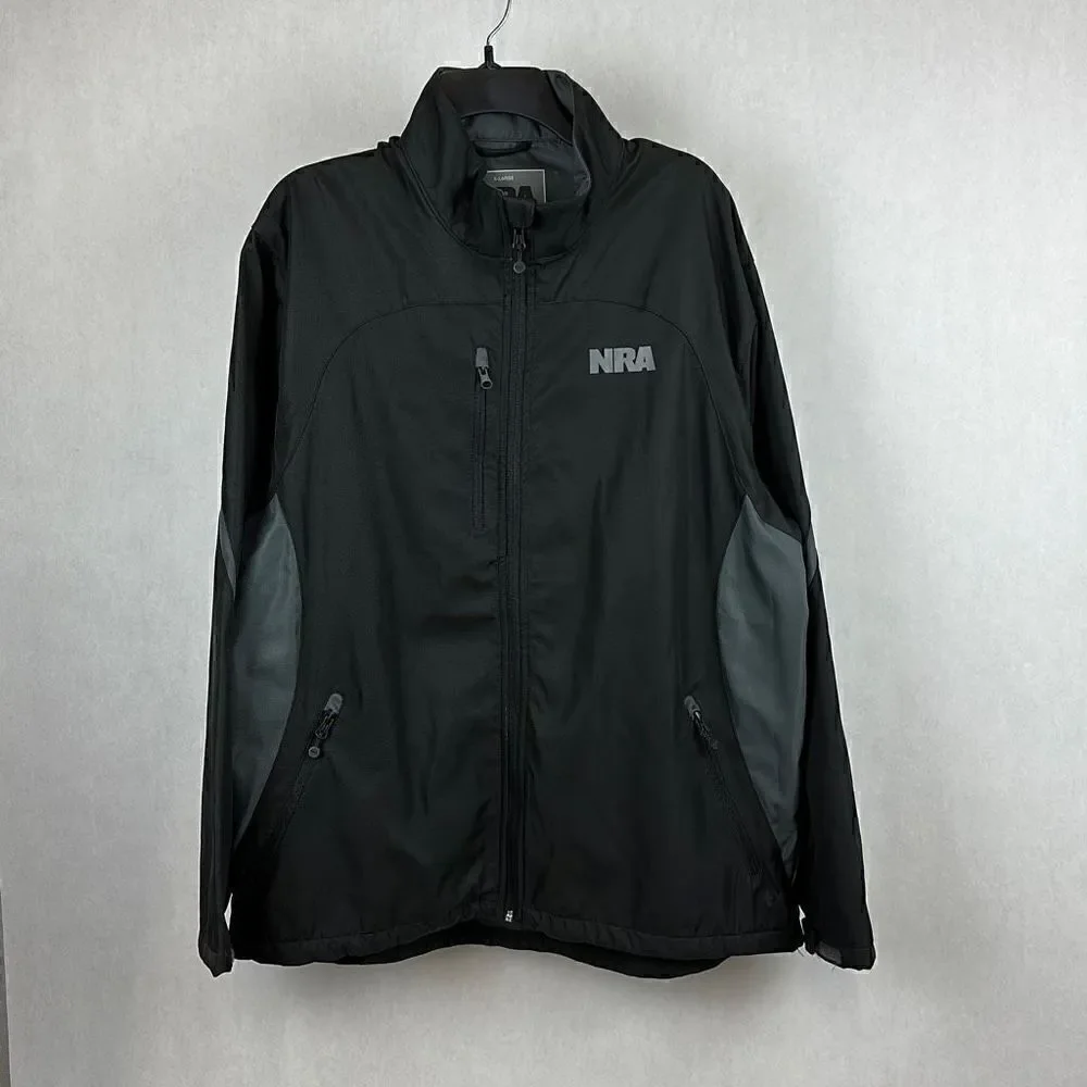 NRA Lightweight Jacket Size XL Black Gray Windbreaker