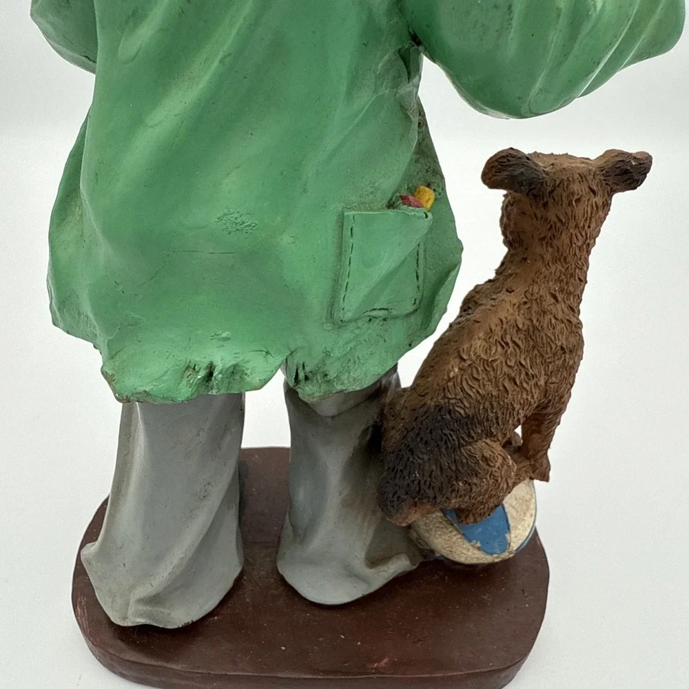 Vintage Clown Figurine With Bird In Hand And Dog Standing On A Ball