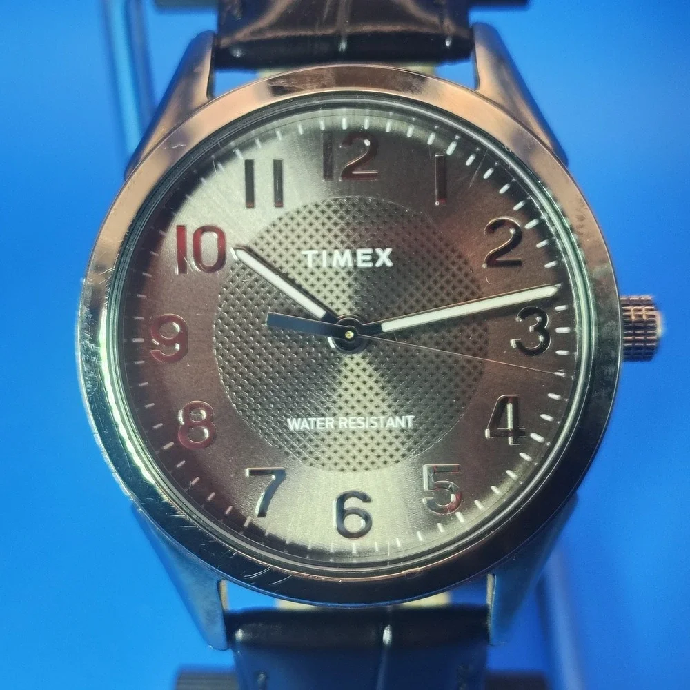 2018 Timex T46000‎ 40mm Mens Quartz Dress Watch Gun Metal New Strap Full Restore