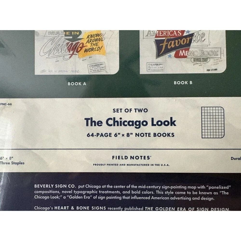 Field Notes 64 Page 6x8 Note Book Durable Materials USA Chicago 2 Pack New!
