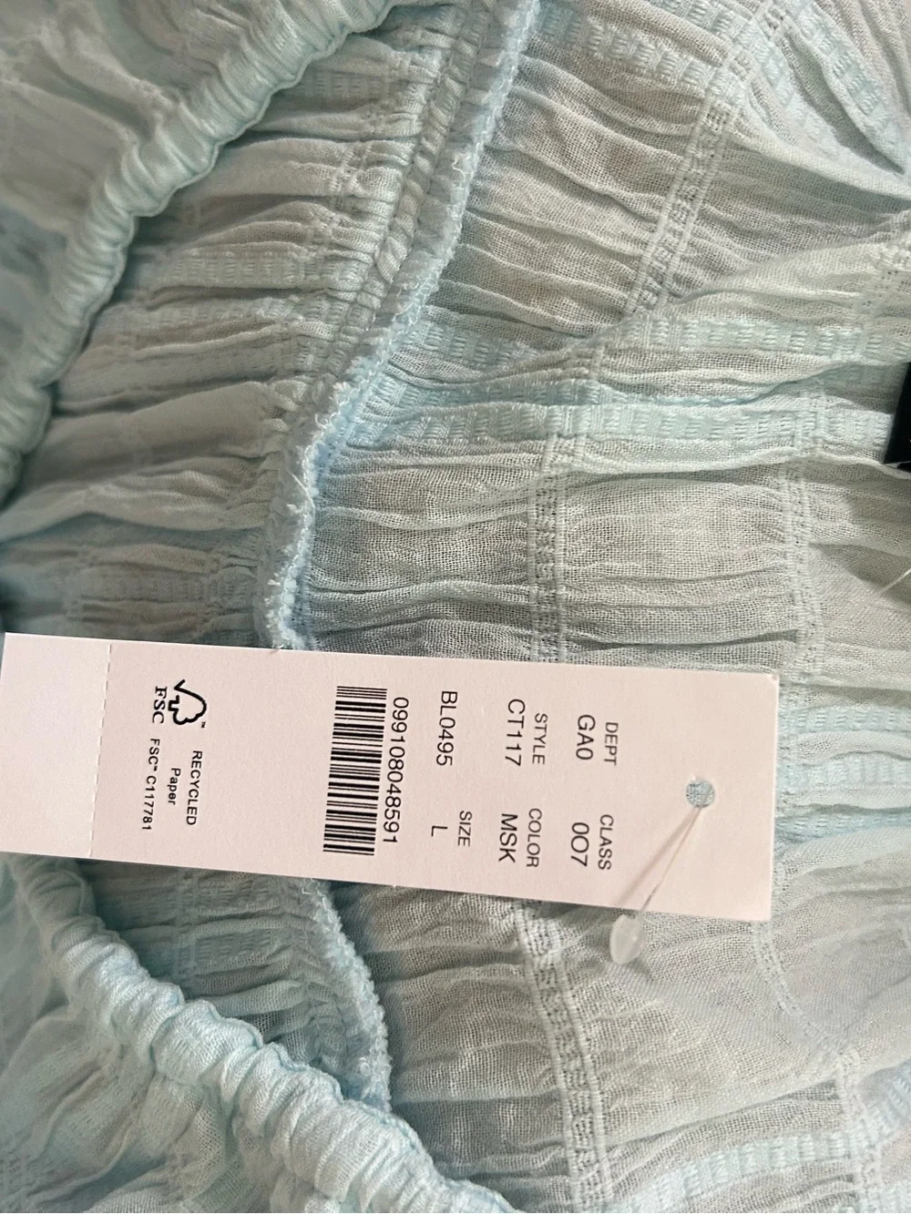 J. Crew Light Aqua Tie-Front Seersucker Popover