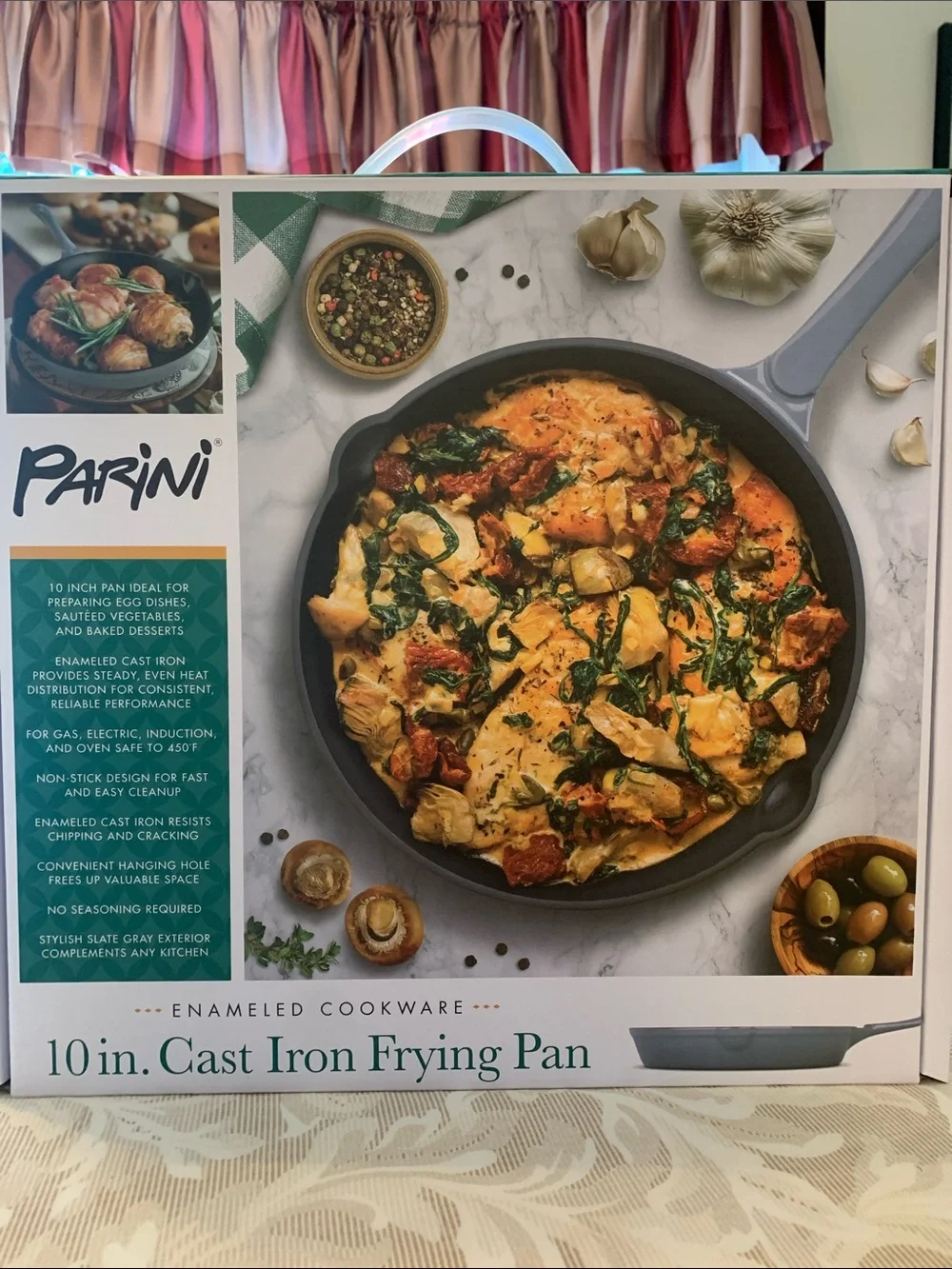 NEVER USED! Parini 10 in. Enameled Cast Iron Frying Pan - Gray