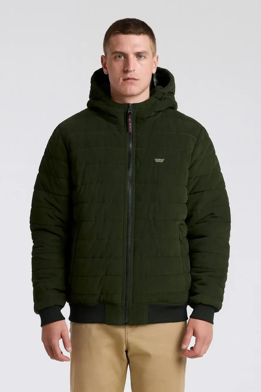Levi’s Men’s Quilted Hooded Jacket olive Green Zip Front XXL