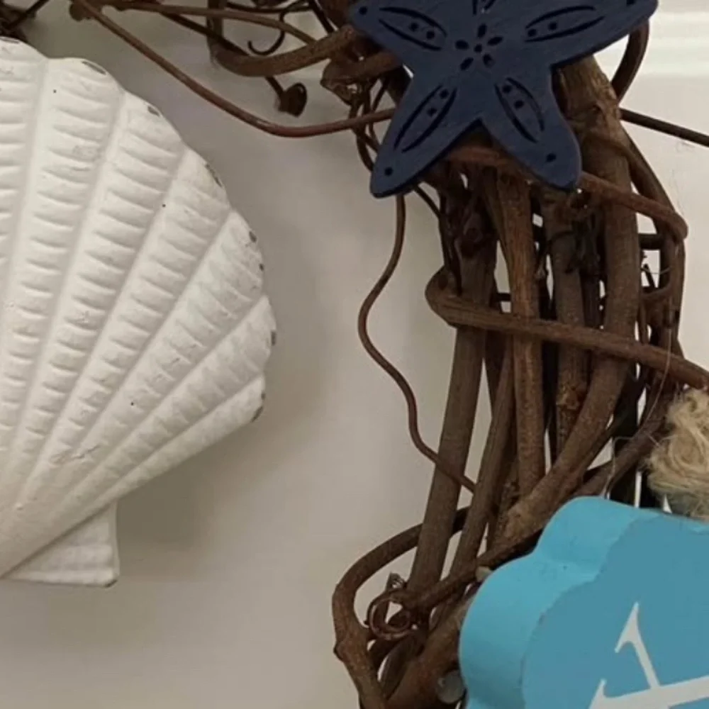 Coastal “Relax” Grapevine Wreath with Shell Accents