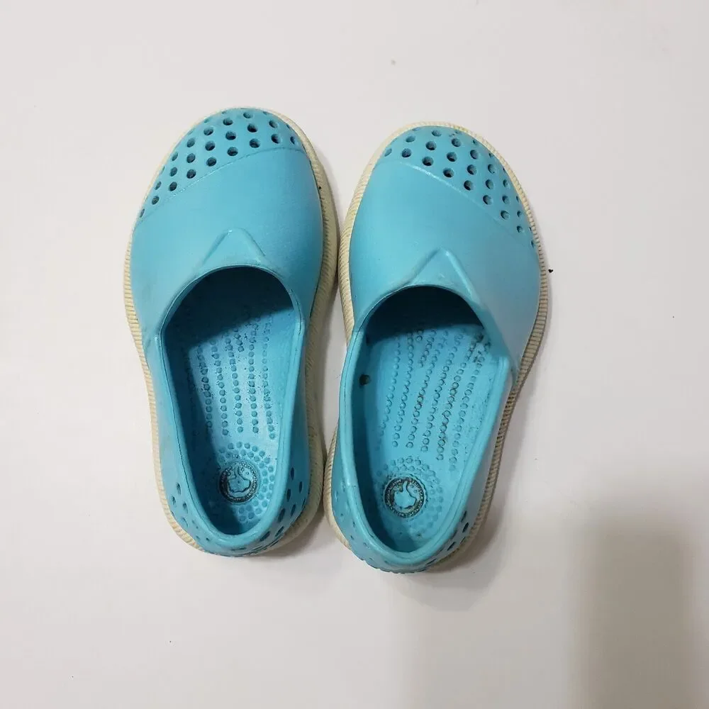 Native Kids Girl 5‎ Bright Blue Breathable Comfort Shoes Eyelet Details Water
