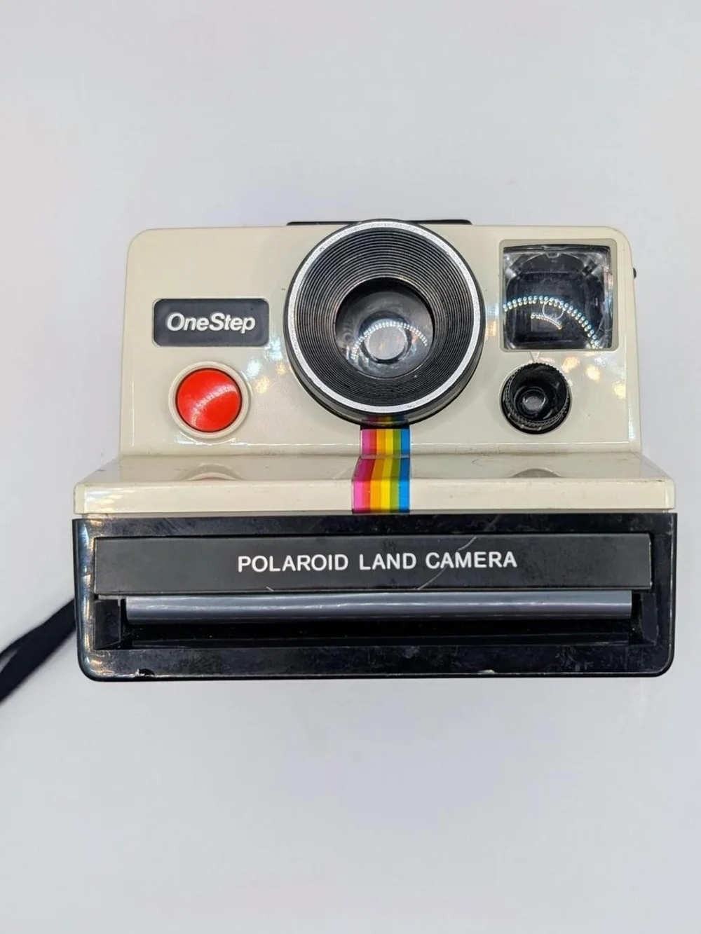 Polaroid OneStep Land Camera - Cream with Rainbow Stripe