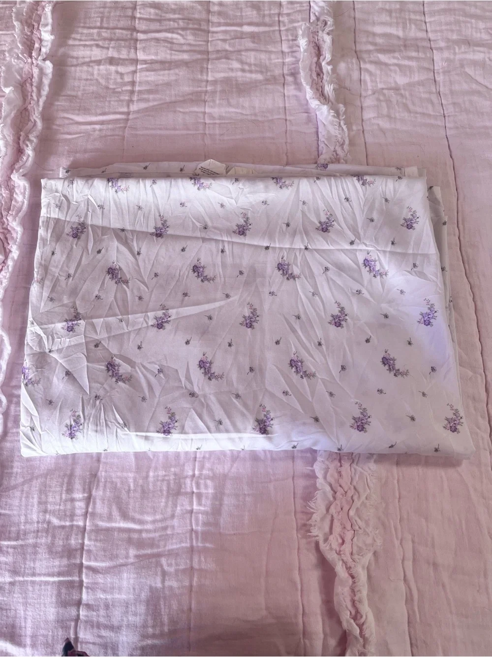 Shabby Chic Lavender Floral Flat Sheet Twin
