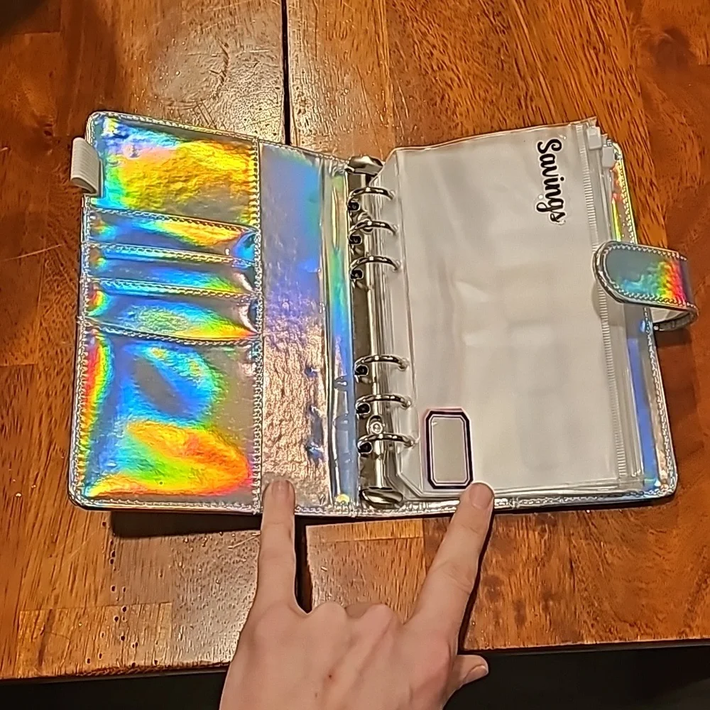 Holographic silver money saver case, magnetic closure