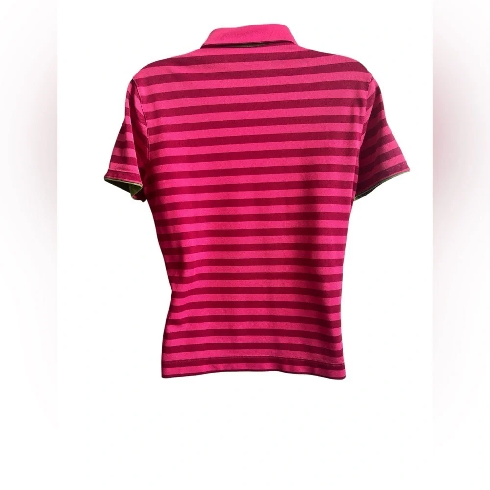 Ladies Nike Golf Short Sleeve Polo Pink Stripe Green Trim Size Medium