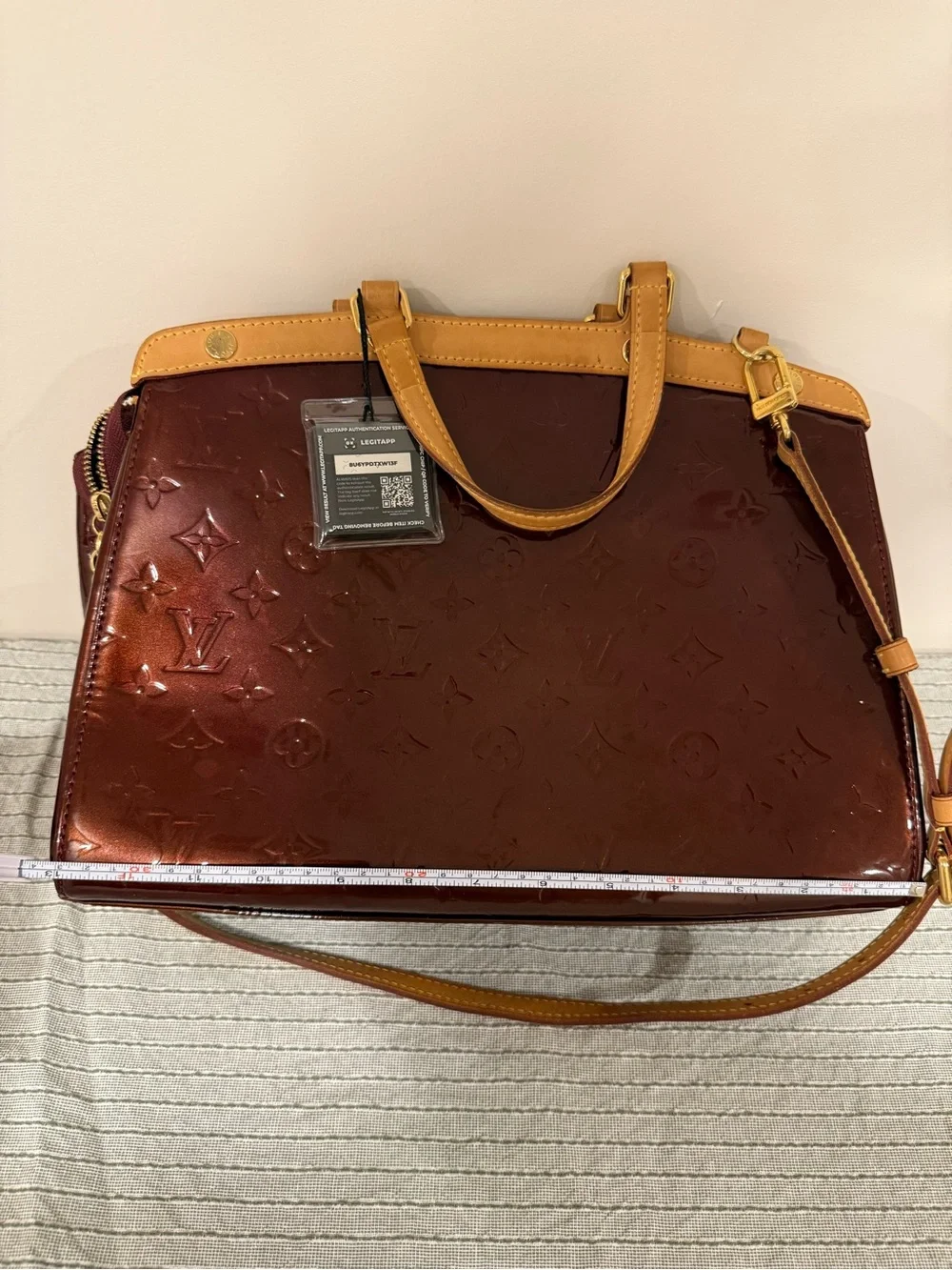 Louis Vuitton Bordeaux Patent Vernis Brea with Natural Vachetta Trim