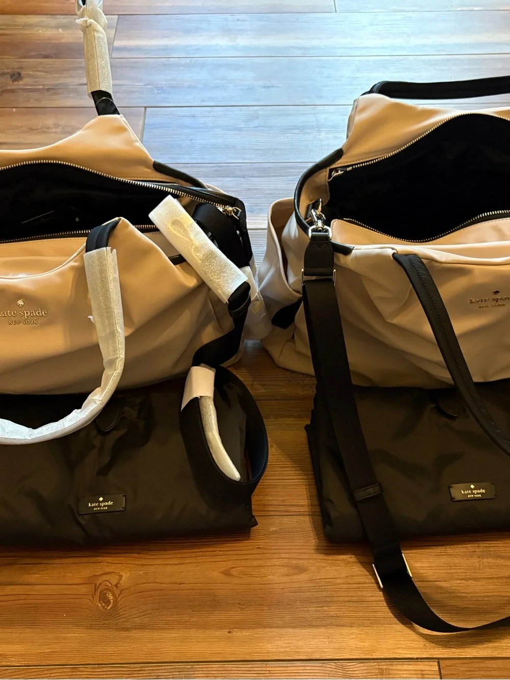 kate spade beige nylon diaper bag or duffel bag.