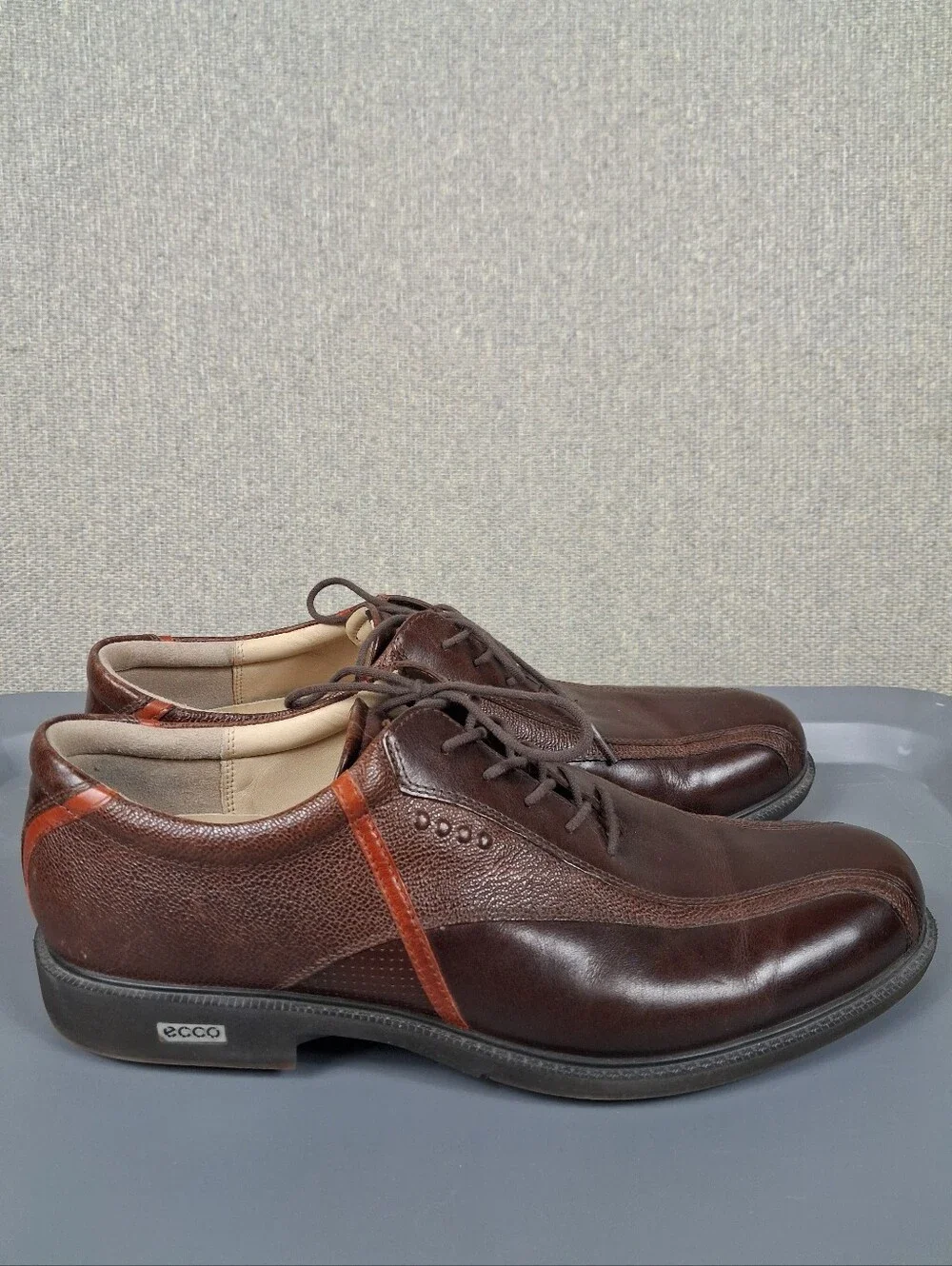 ECCO Tour Hybrid Hydromax Spikeless Golf Shoes EU 45 US 11-11.5 Brown Leather