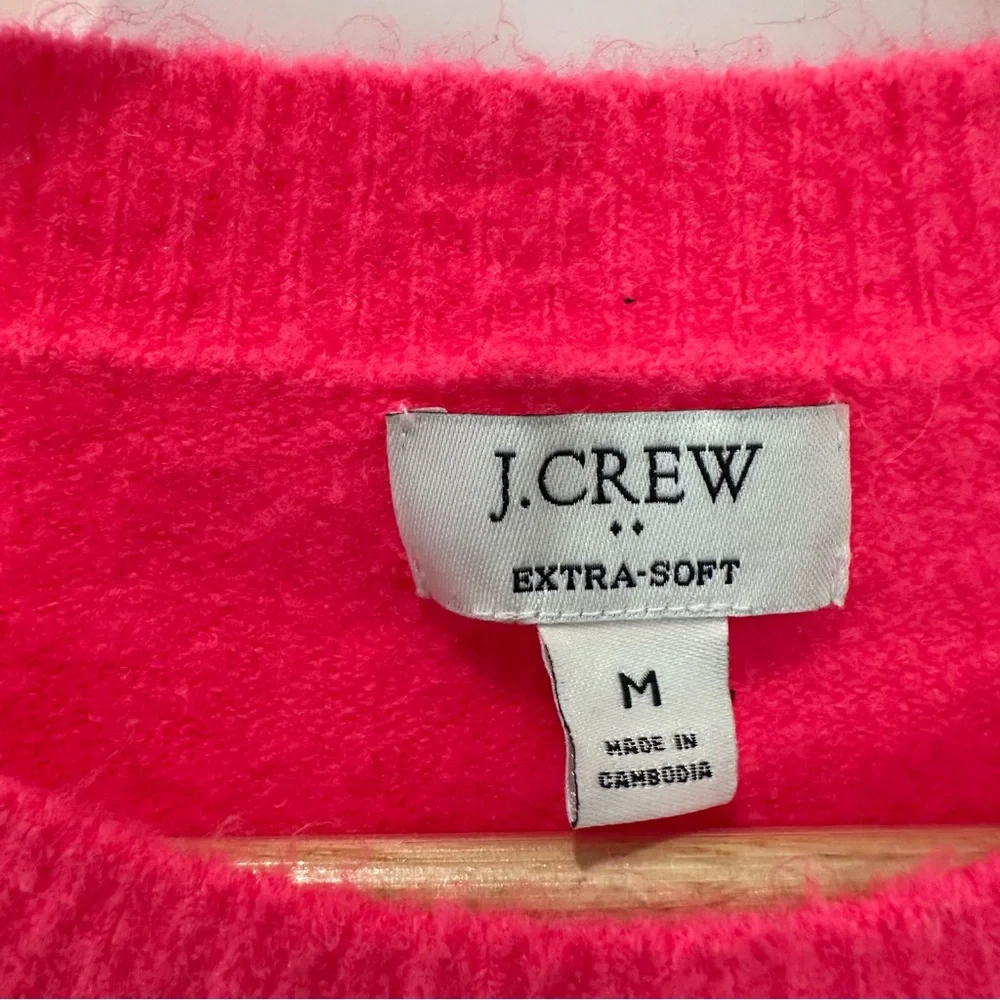 J. crew crewneck sweater extra soft yarn. Size M. Neon dragon fruit. Retail $89