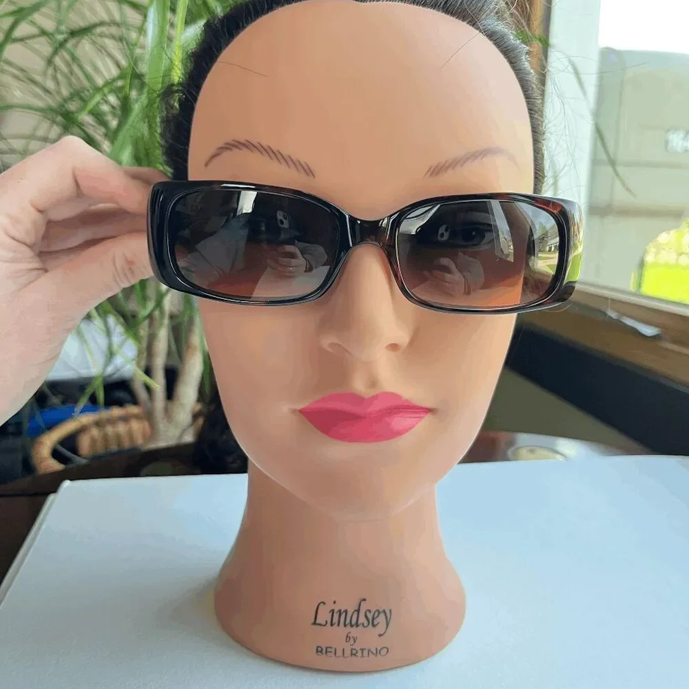 VTG Cosmopolitan Y2K Slim Rectangle Sunglasses Tortoise Gradient Lens