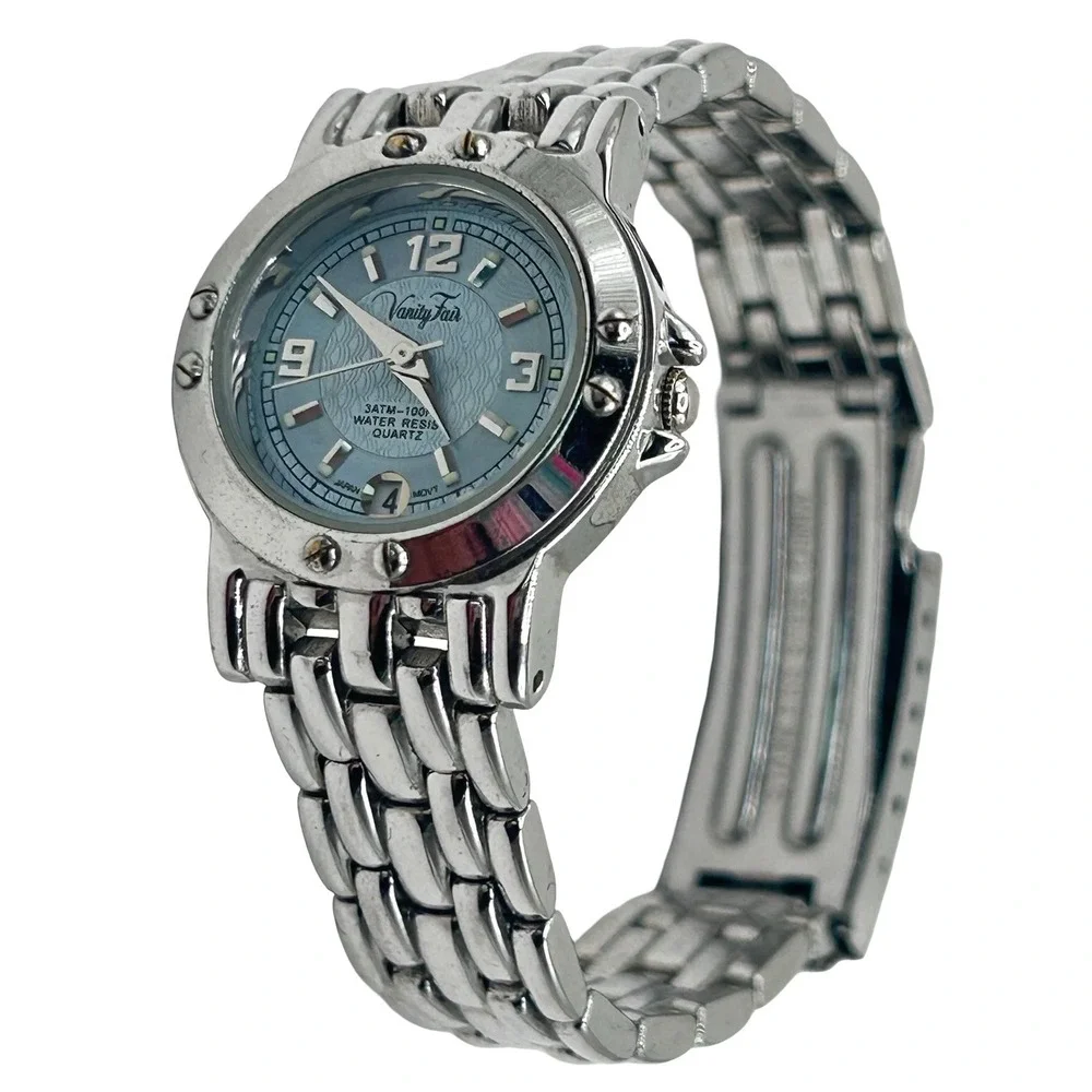 Vanity Fair Women's Watch VFW501 Silver Tone Blue Dial Date Japan Movt Quartz