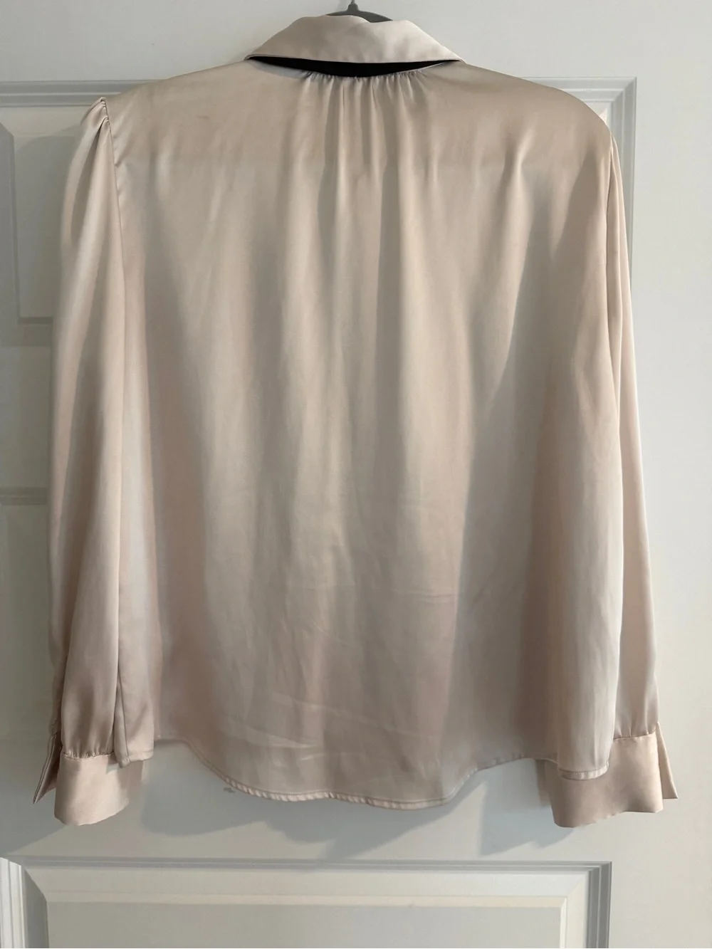 Zara Cream Ruffle Blouse with Black Tie