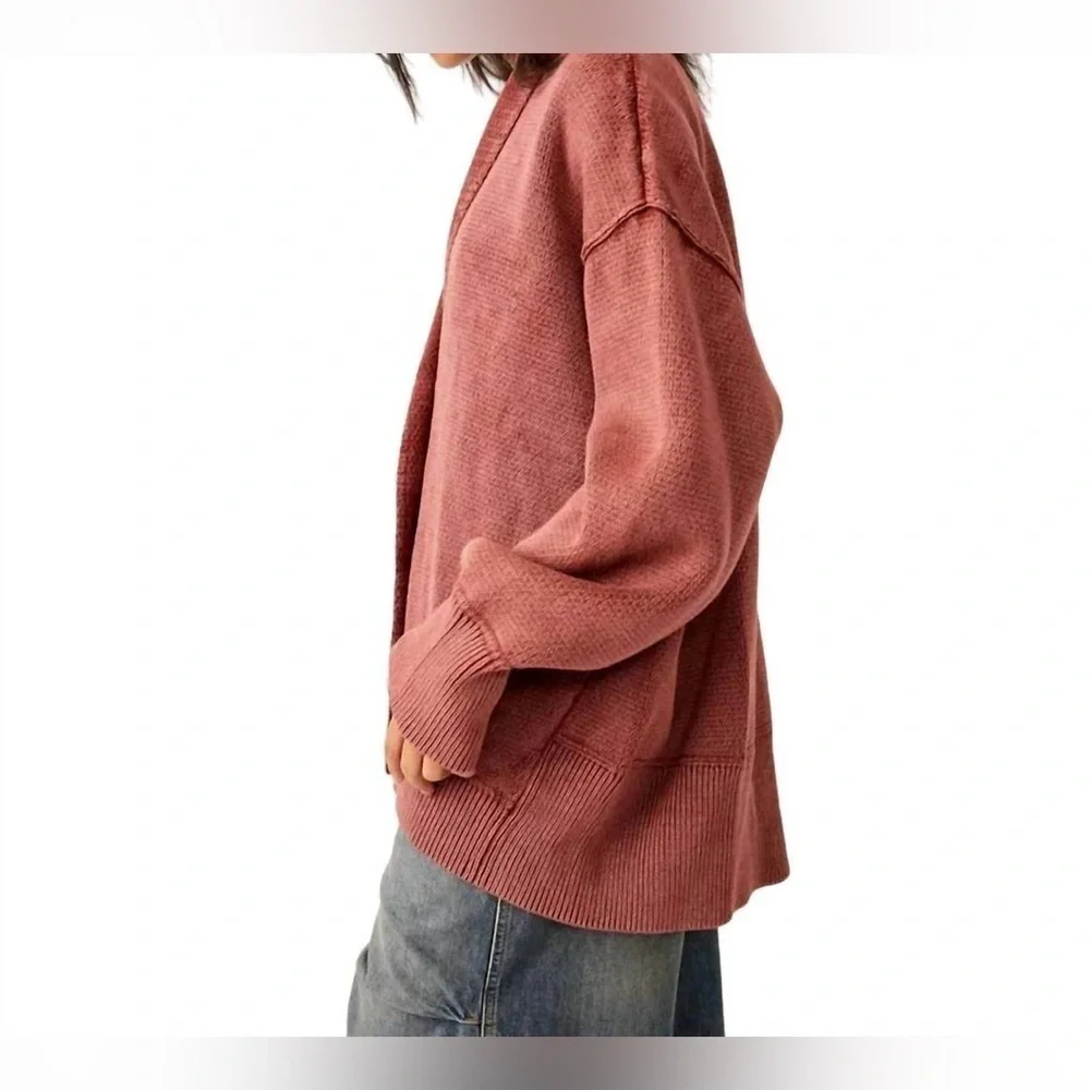 FREE PEOPLE - Chamomile Cardi In Washed Russet Acorn -size small