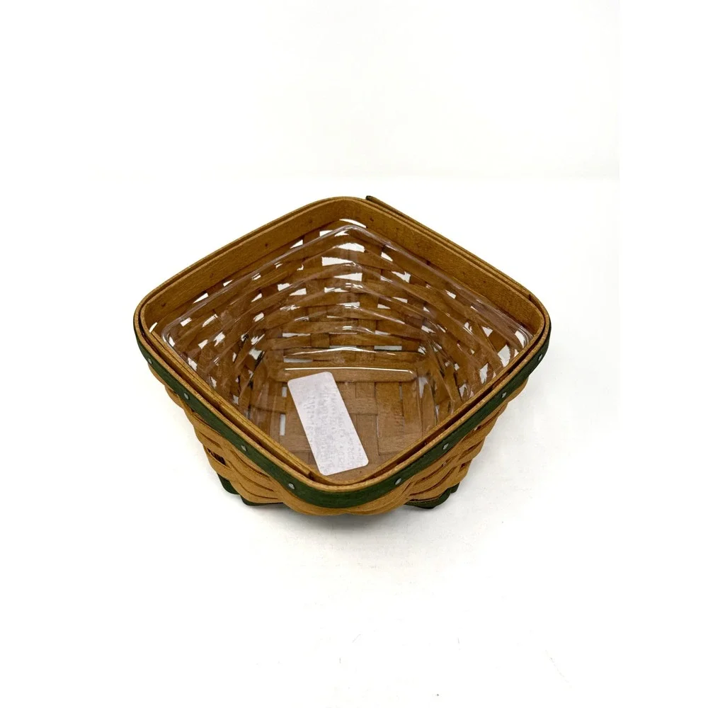 Longaberger 2006 Small Square Basket Green Trim Protector Liner Included