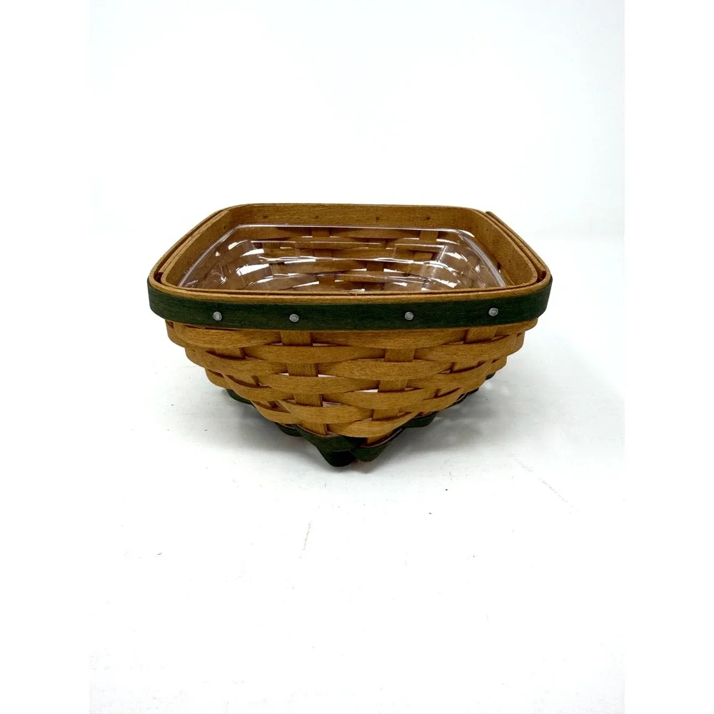 Longaberger 2006 Small Square Basket Green Trim Protector Liner Included