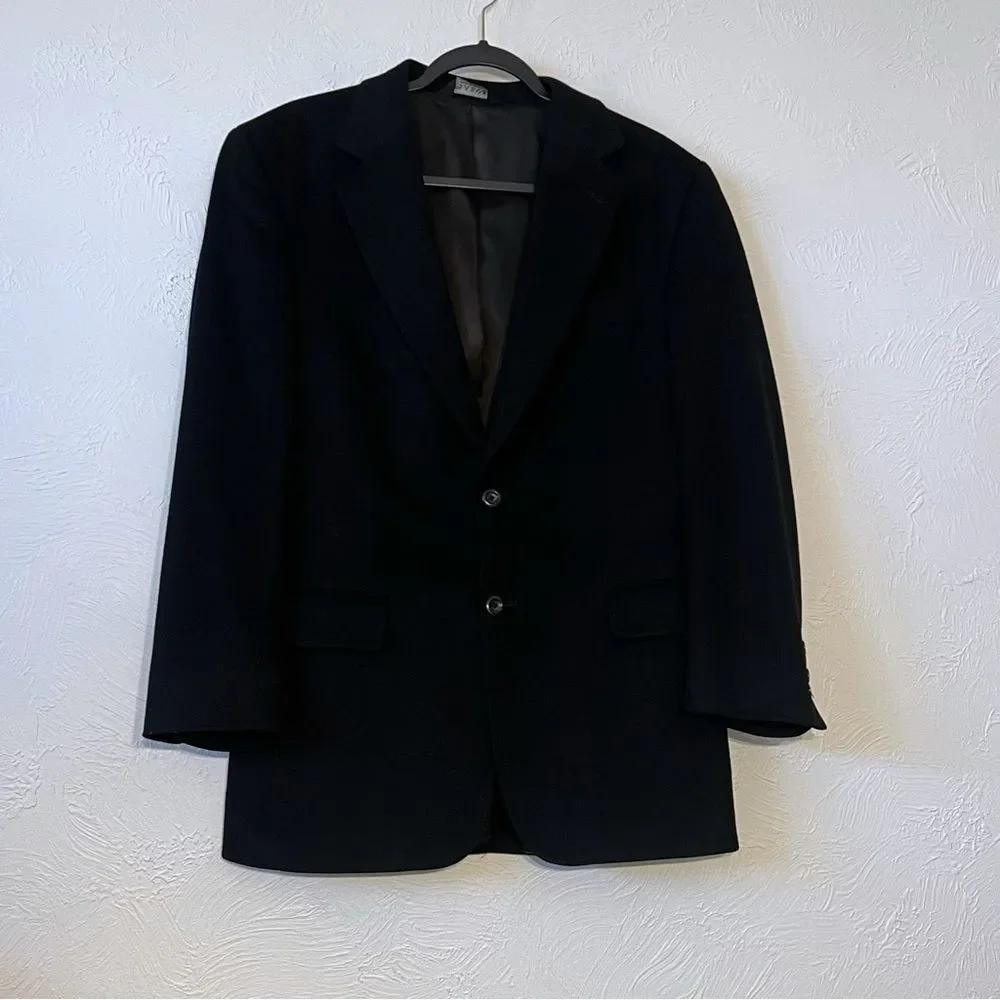 Jos A Bank Men's Two Button Sport Coat Jacket Black 100% Cashmere SIZE 39R