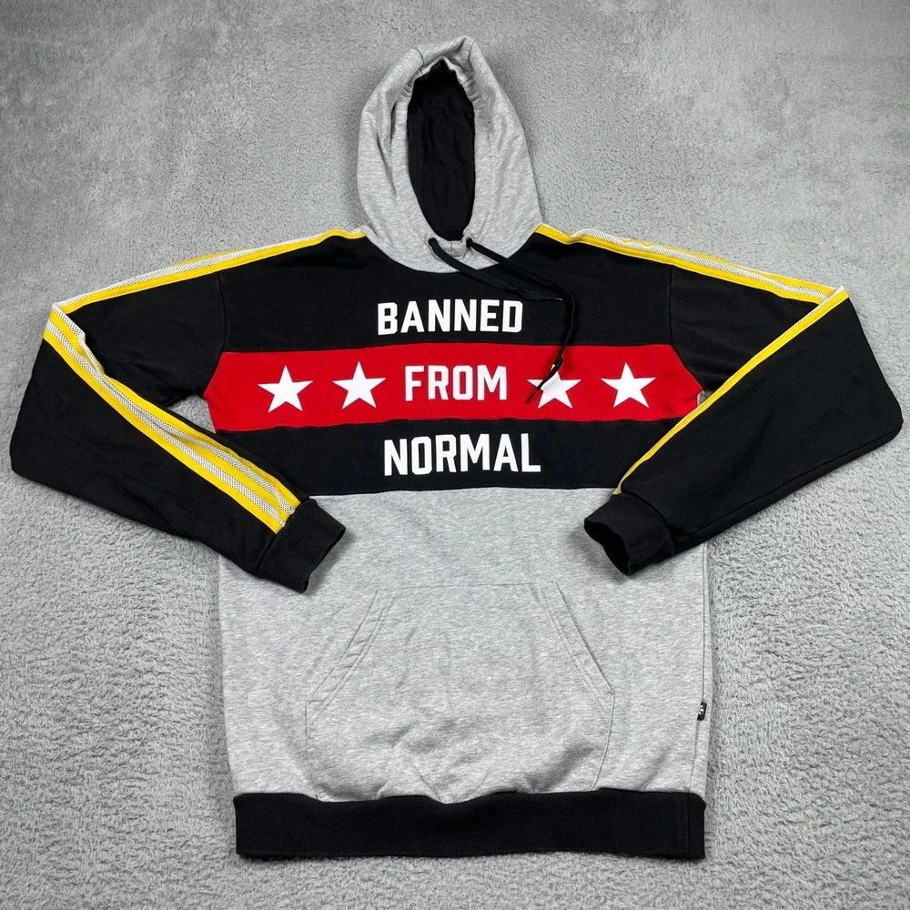 Adidas Rita Ora Banned From Normal Hoodie Mens Medium Gray Black Tiger Trefoil