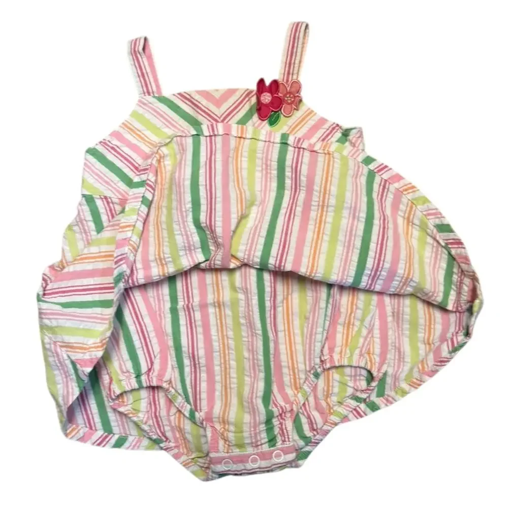 Gymboree Vintage Cotton Spring Fun Seersucker Girls Romper 6-12 Months