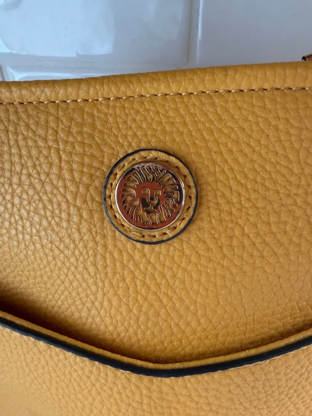 Anne Klein Harvest Yellow Textured Faux Leather Tote Shoulder Bag