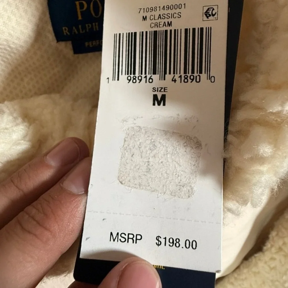 Polo Ralph Lauren Performance Hybrid Sherpa Fleece Pullover Cream Men Medium NWT