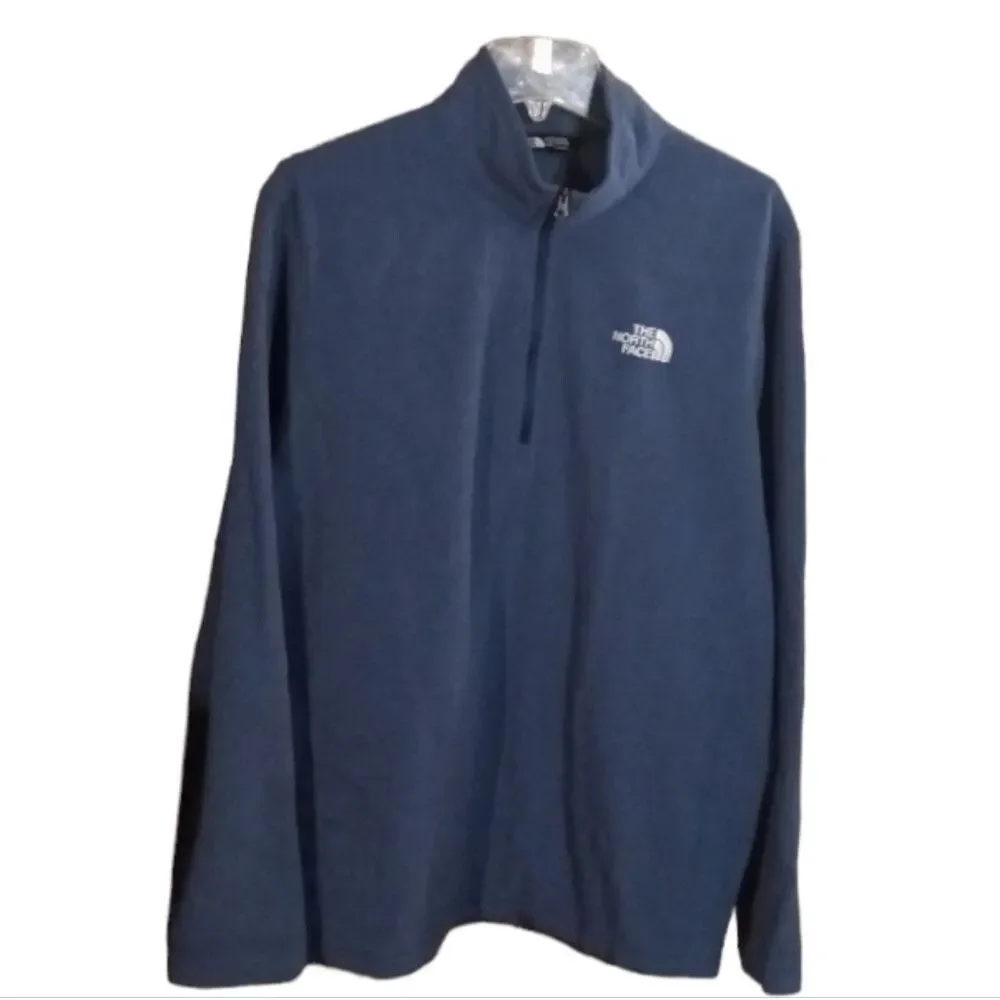 The North Face Men's 1/4 Zip Blue Pull Over Fleece Jacket Sz L