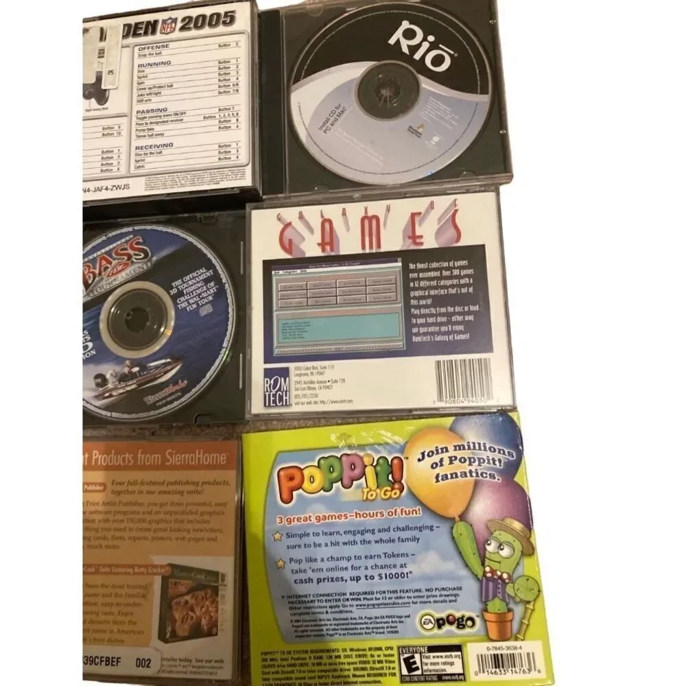Lot of 11 PC CD-ROM Games Computer Madden 2002 2005 Bass Hunter Paintball Paint