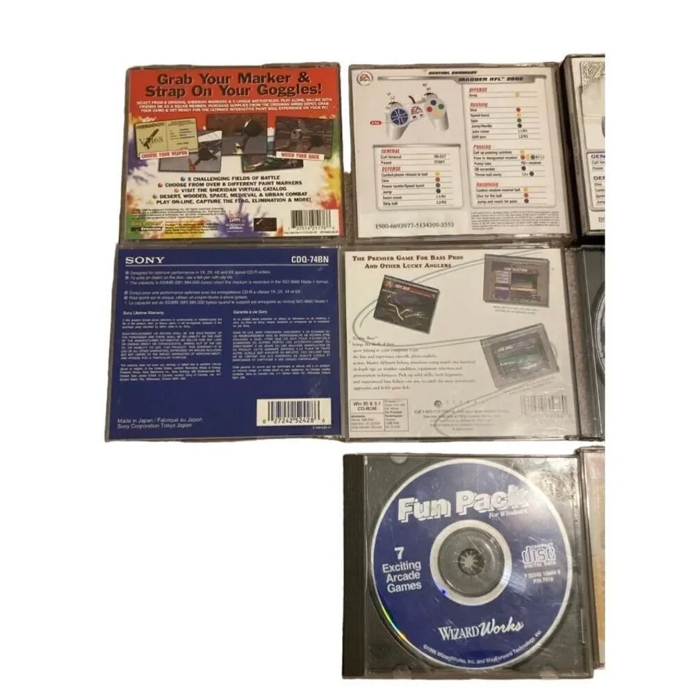 Lot of 11 PC CD-ROM Games Computer Madden 2002 2005 Bass Hunter Paintball Paint