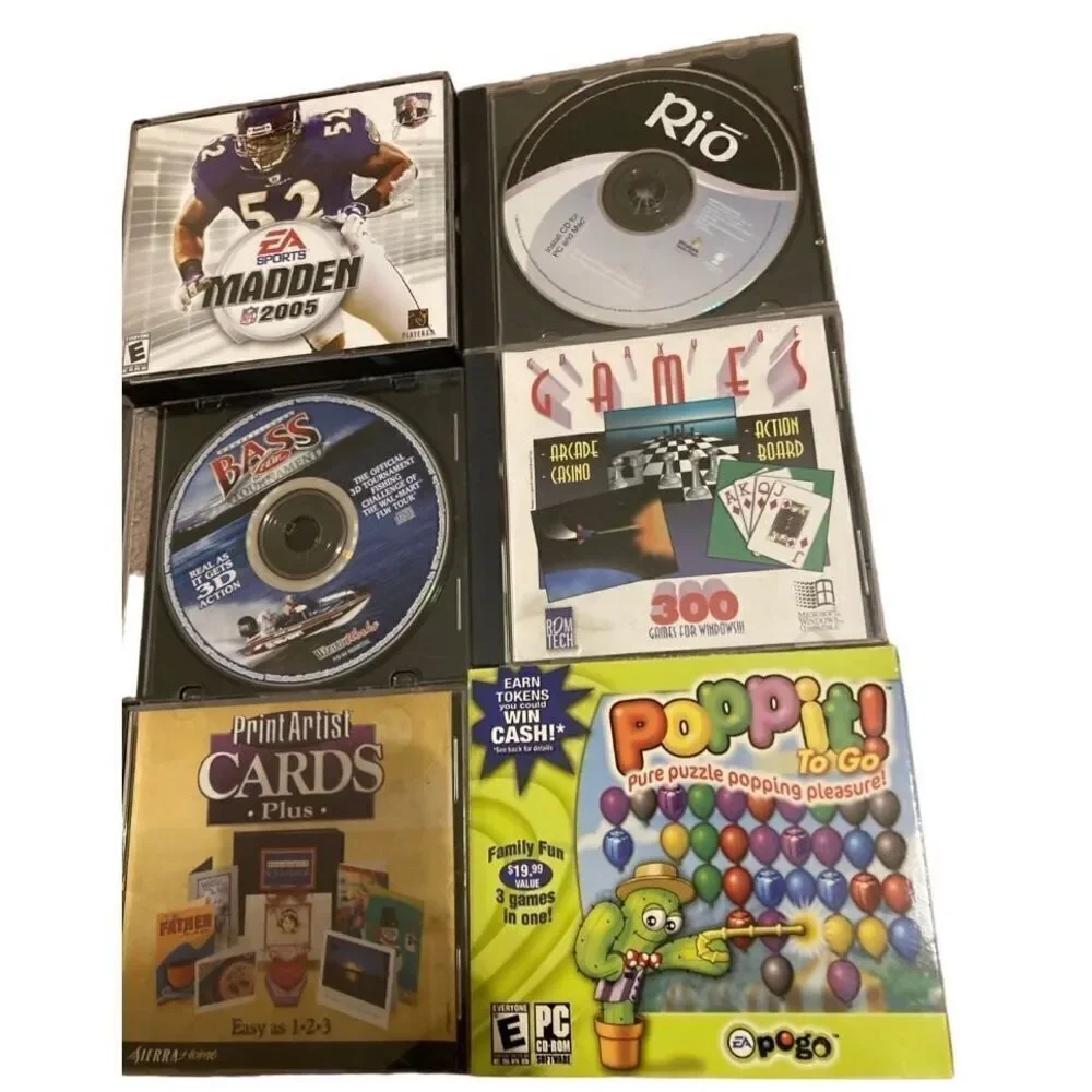 Lot of 11 PC CD-ROM Games Computer Madden 2002 2005 Bass Hunter Paintball Paint