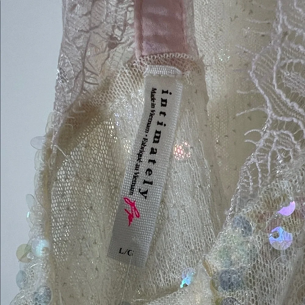 NWT Sequin Lace Halter Top Cream Free People