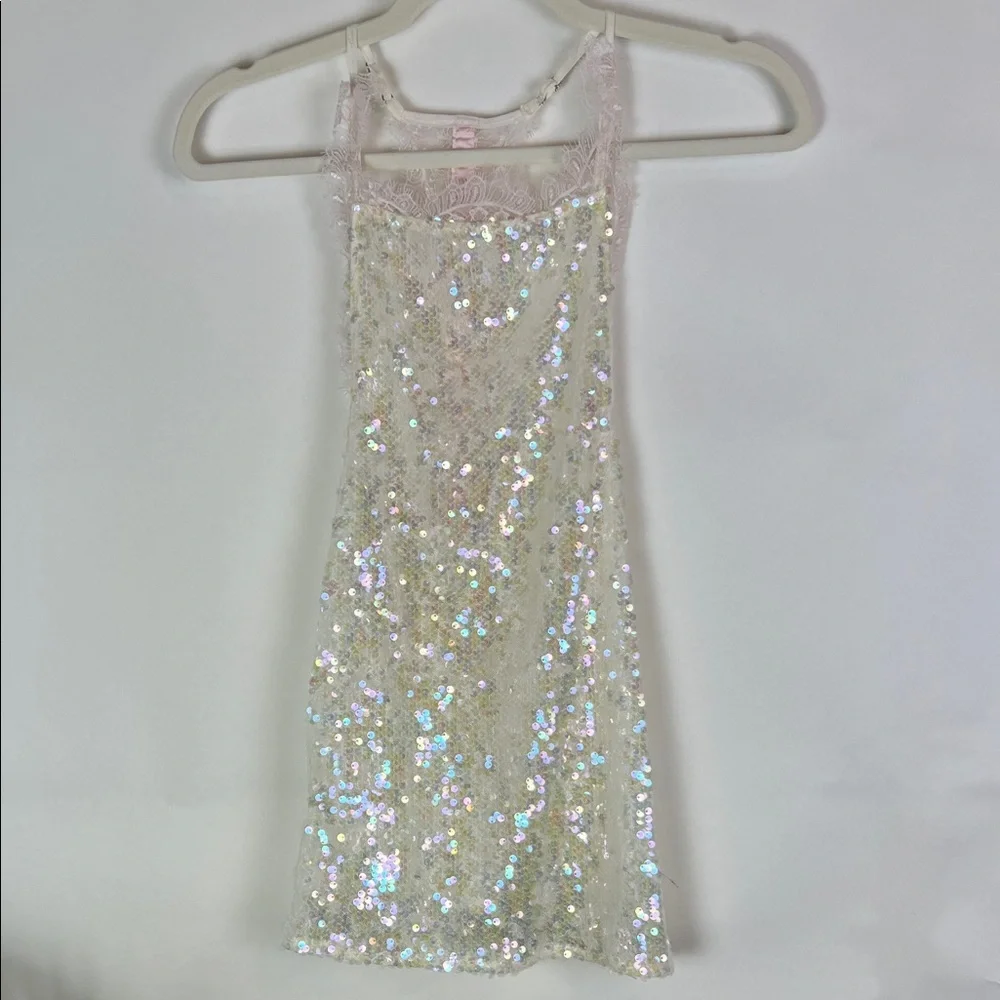 NWT Sequin Lace Halter Top Cream Free People