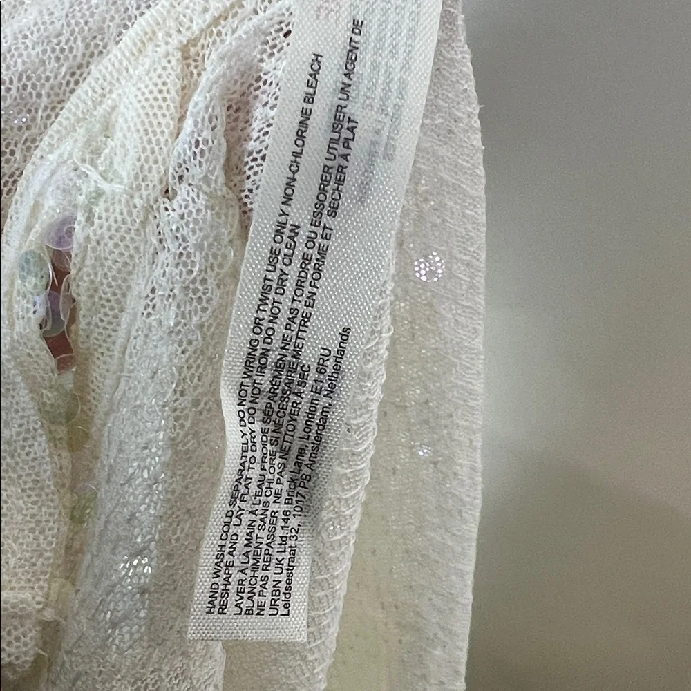 NWT Sequin Lace Halter Top Cream Free People