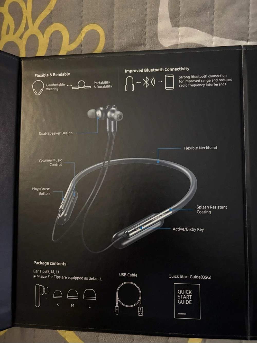 Samsung U Flex Wireless Neckband Headphones - Black and Silver