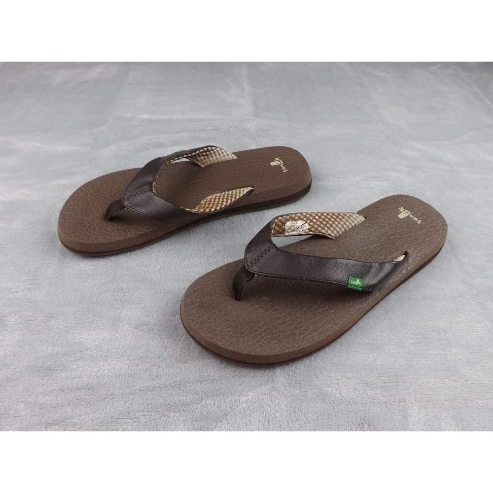Sanuk Flip Flops Men's Size 7 Brown Sandals‎ Casual Beach
