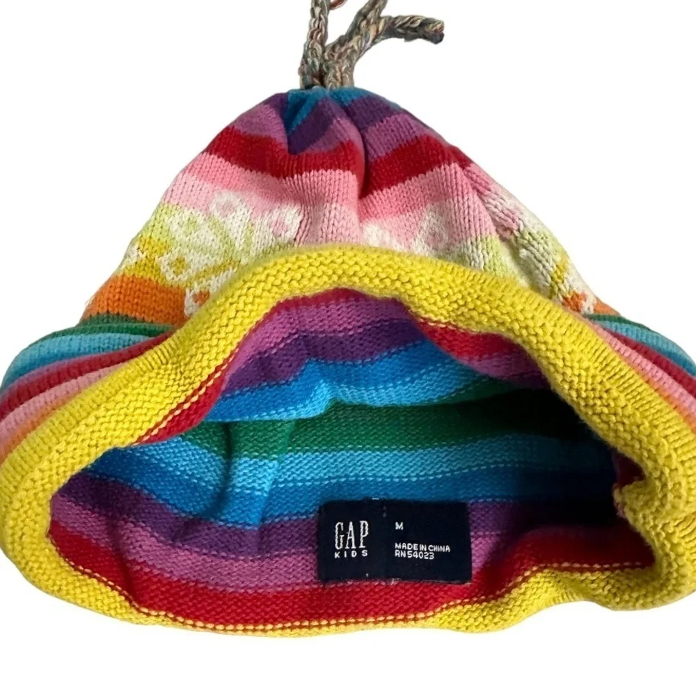 Gap Rainbow Striped Beanie Winter Hat Youth M 7-8