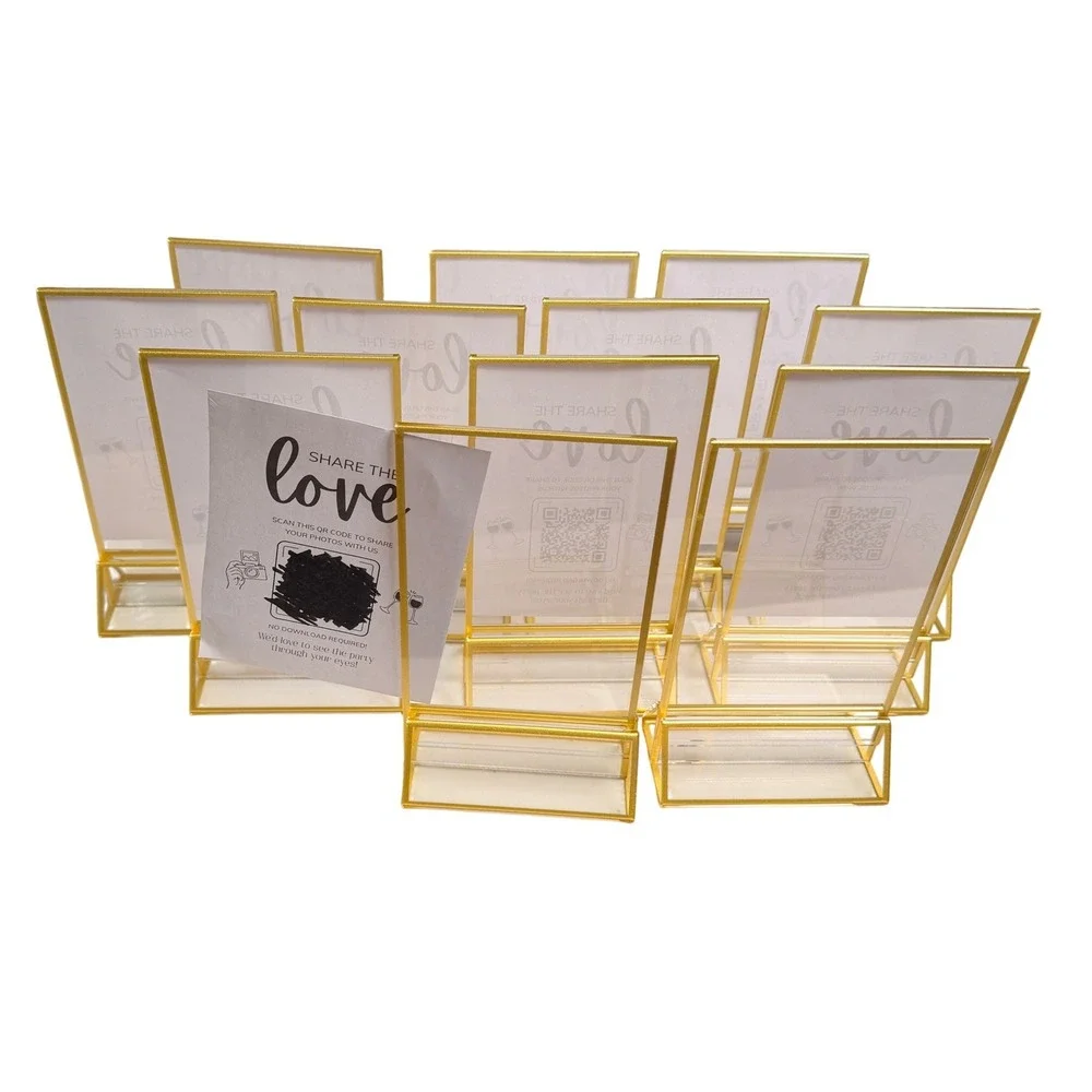 Table Number Stand Frame Acrylic Sign Holder 4x6 Gold 6 Pack Party Wedding Photo