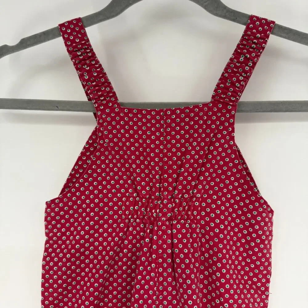Vtg 80s Izod Lacoste Overalls Kids 24M Red Green White Dots Bibs Jumper Button