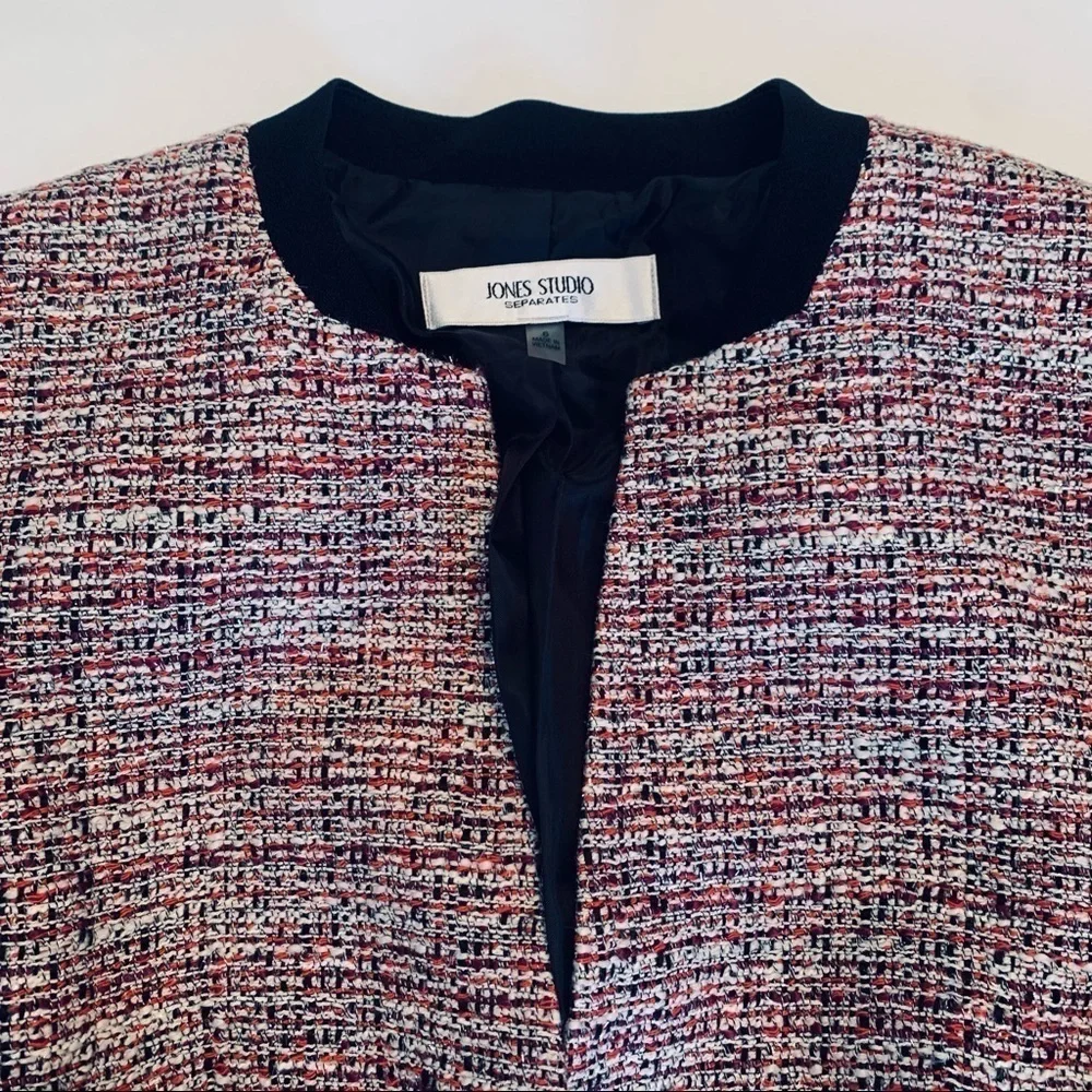 Jones studio separate Tweed preppy professional career Blazer red jacket