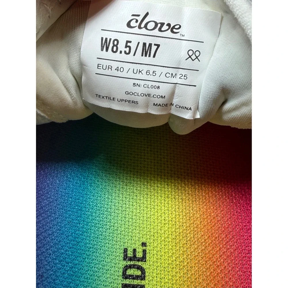 Clove Pride Solo Sneakers White Rainbow Womens 8.5 Mens 7 Nursing Medical Shoes