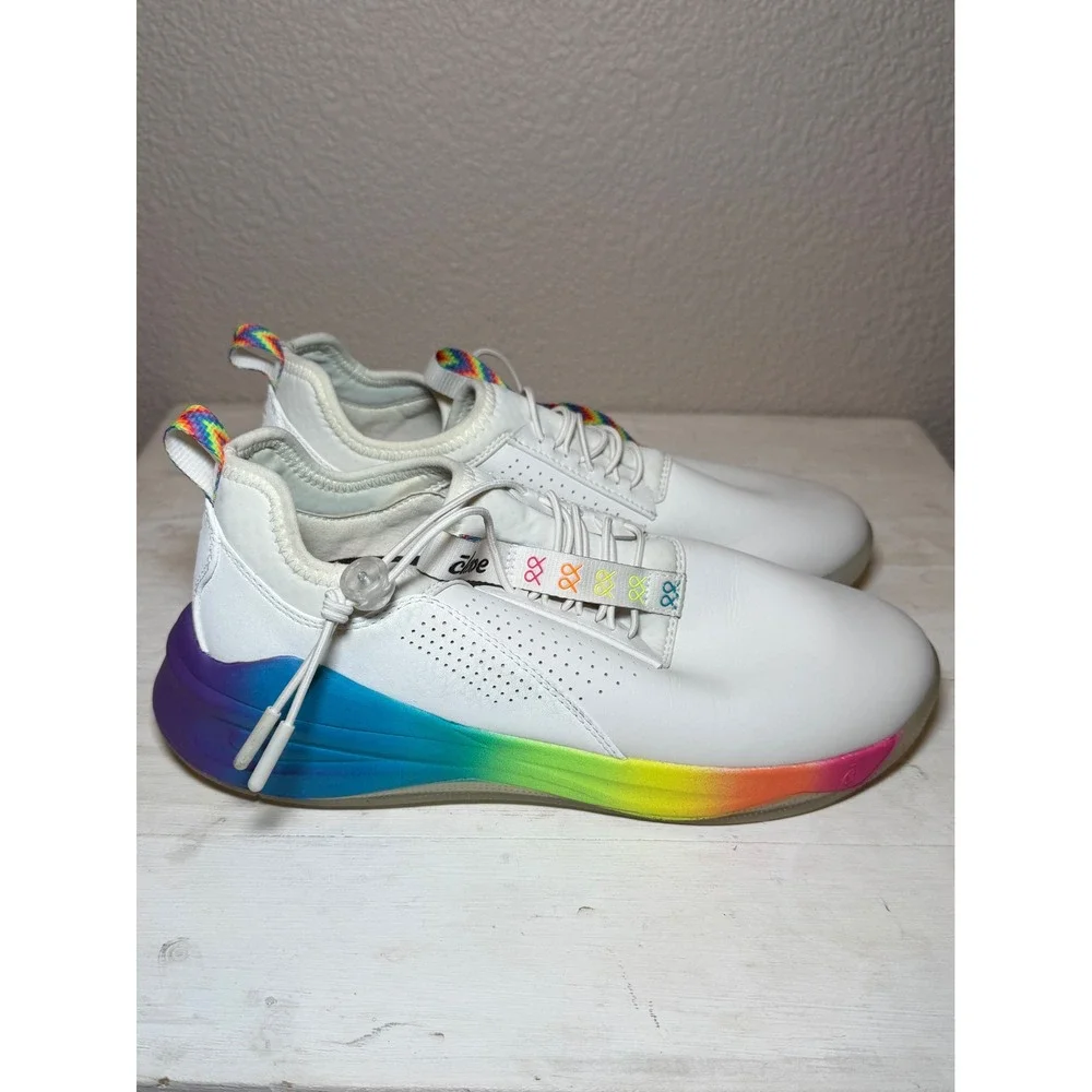 Clove Pride Solo Sneakers White Rainbow Womens 8.5 Mens 7 Nursing Medical Shoes