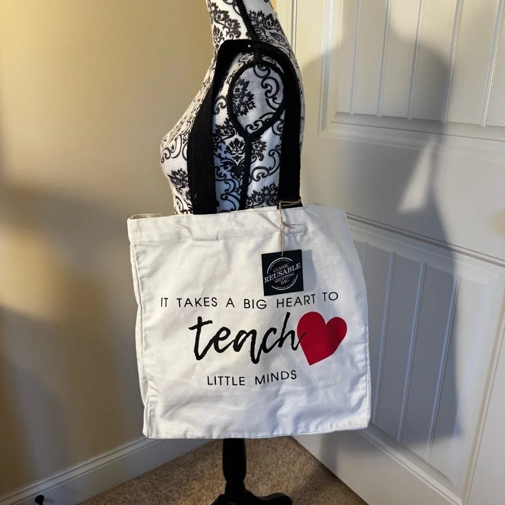 White, Red and Black Teacher Tote Bag NWT