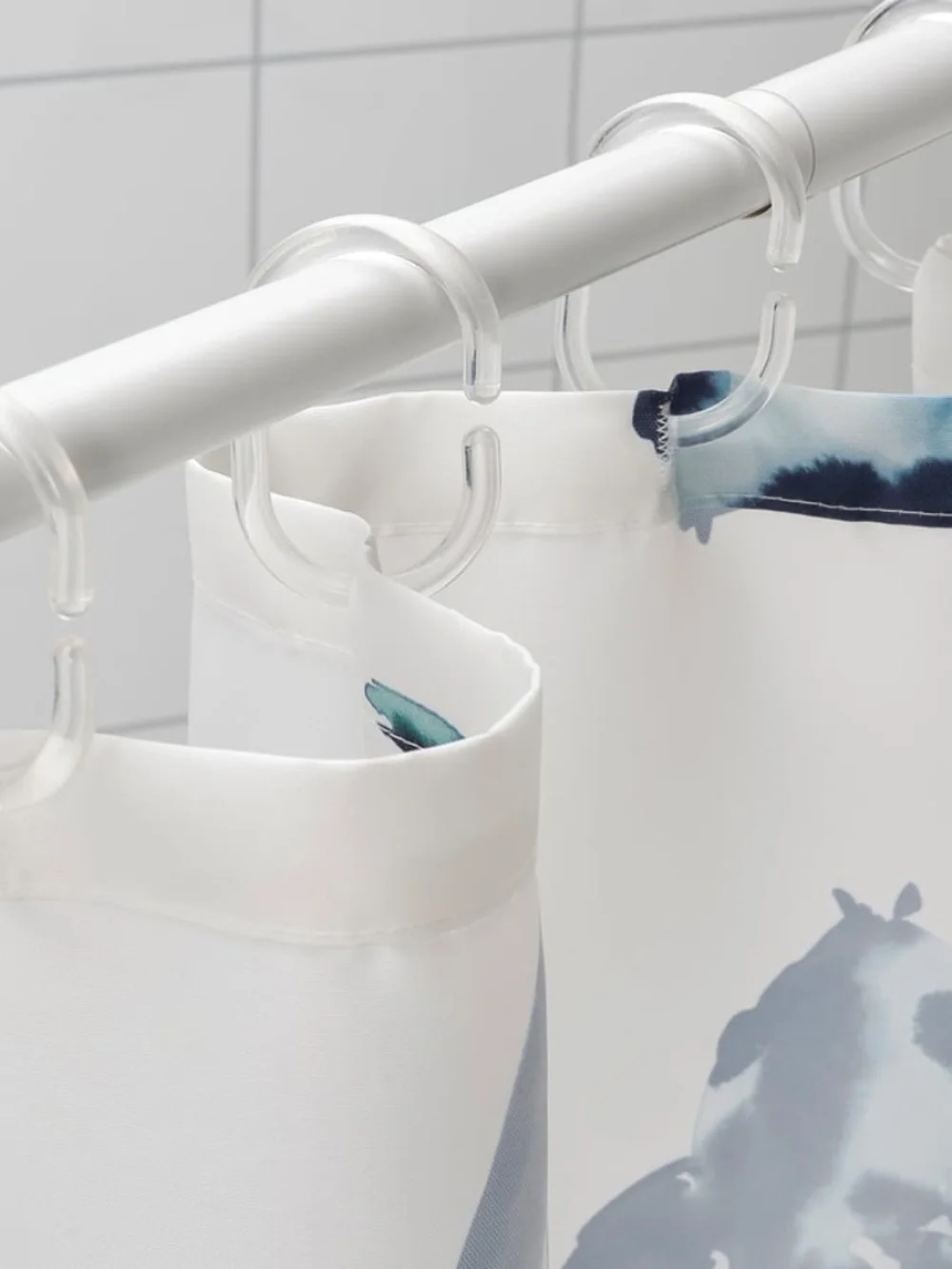 NEW! IKEA Vattensjön Shower Curtain Koi Fish Vattensjon White & Blue